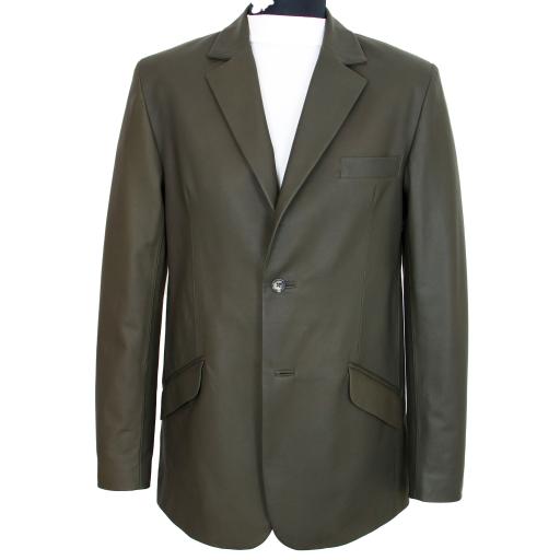 Men's Leather Double Vent Blazer