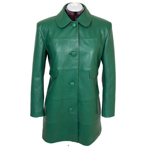 Womens Leather Flared Coat