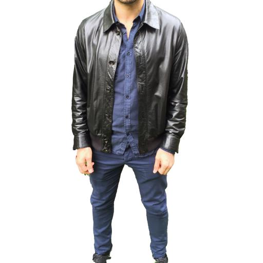 Men's Leather Bomber Jacket Lux