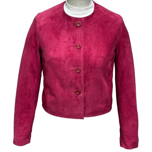 Womens Suede Collarless Jacket 1