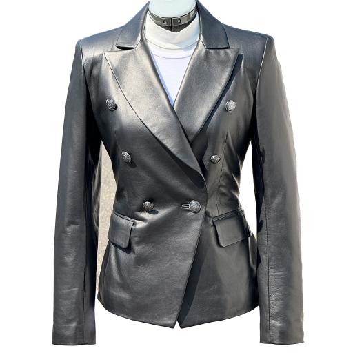 Women's Leather Double Breasted Blazer