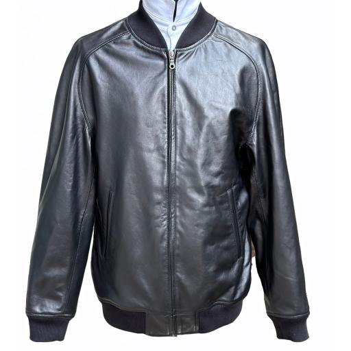 Mens Leather Raglan Sleeve Bomber Jacket